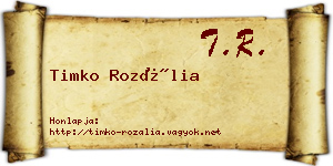 Timko Rozália névjegykártya